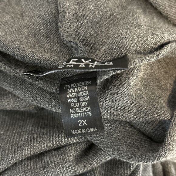 Forever Plus Women's Gray Dress Draped Front Size 2X 3/4 Sleeves Round Neck - Picture 9 of 12